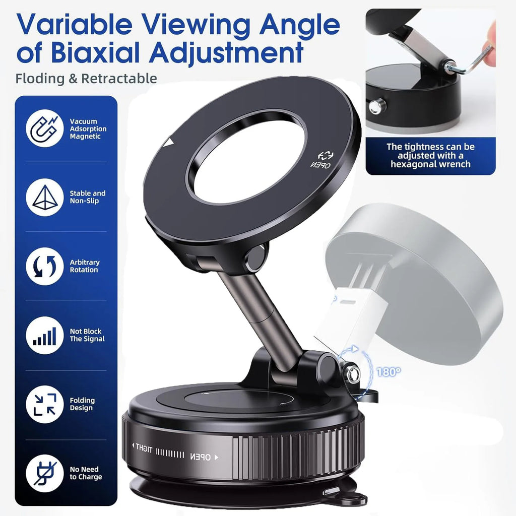 N52 Magnetic Phone Holder: Foldable 360° Suction Cup Mount
