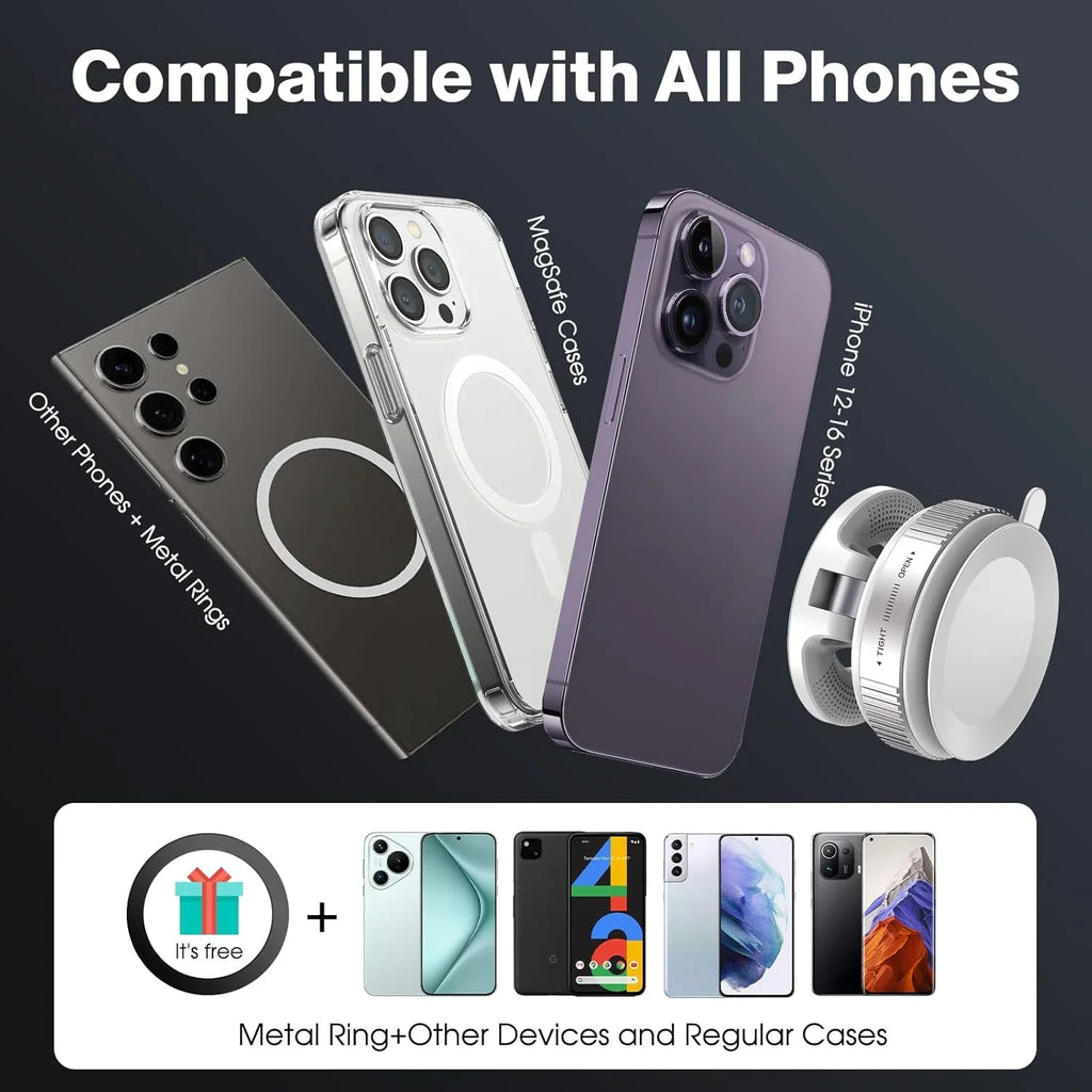 N52 Magnetic Phone Holder: Foldable 360° Suction Cup Mount
