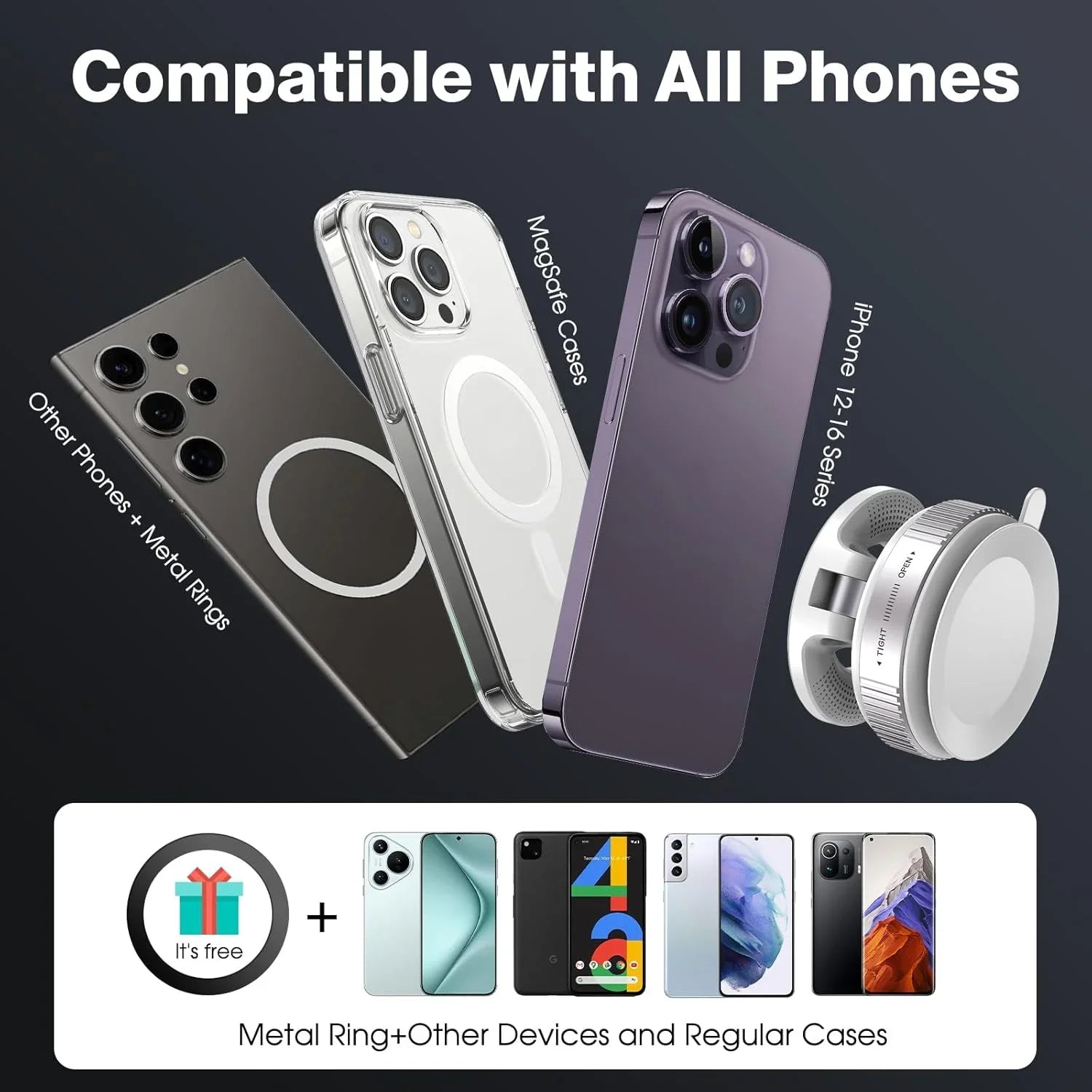 N52 Magnetic Phone Holder: Foldable 360° Suction Cup Mount