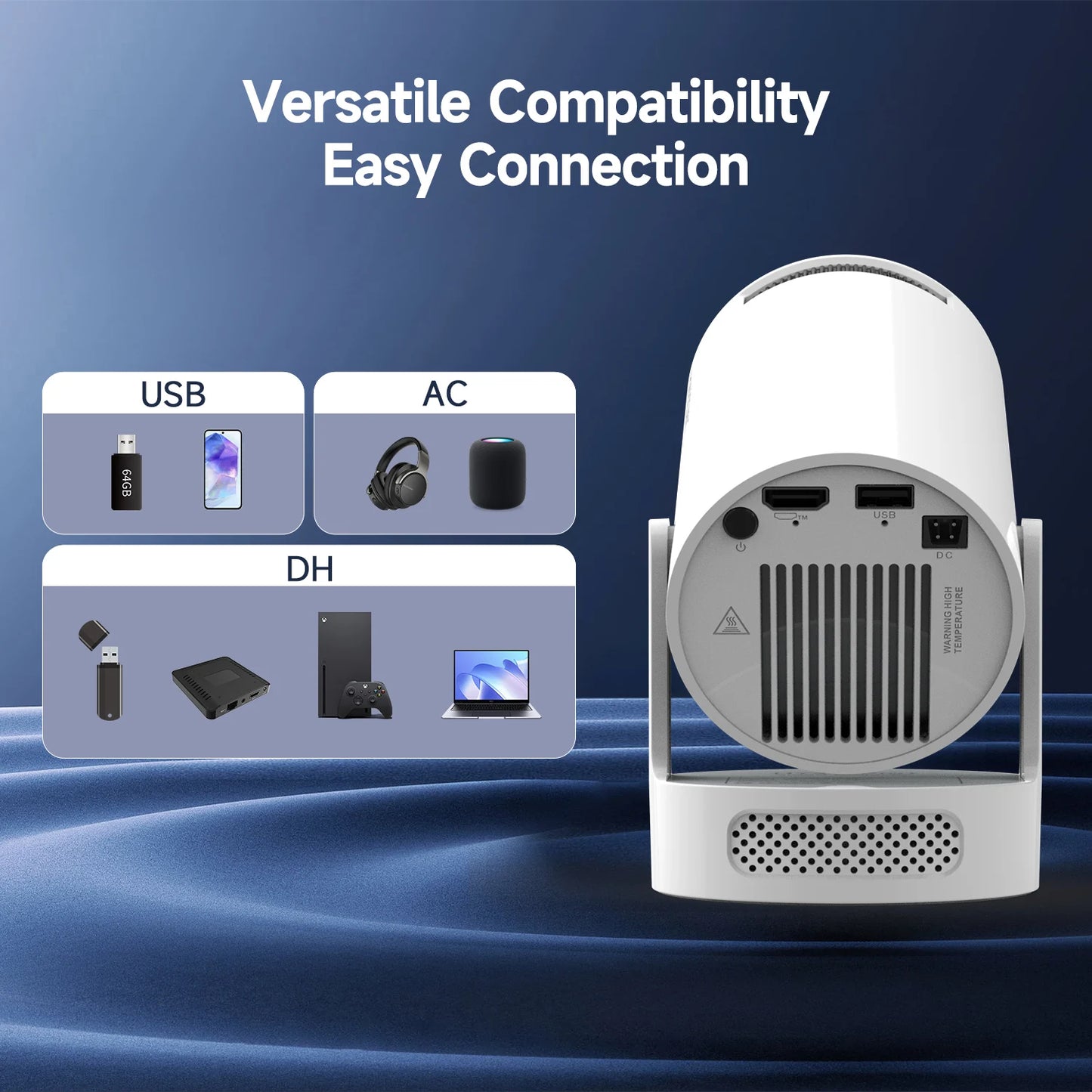 Smart Projector with Voice Remote & WiFi