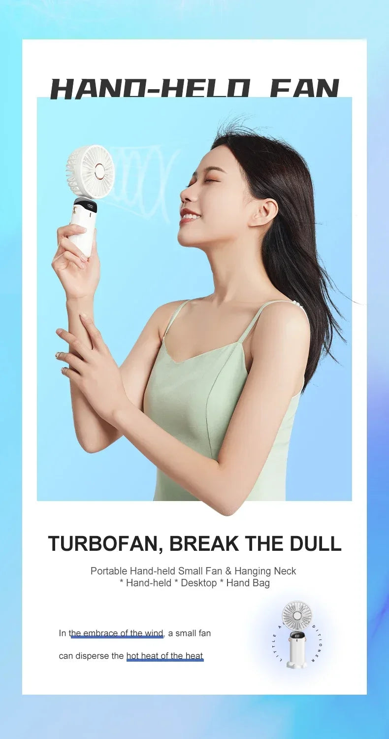 5-Speed Foldable Neck Fan with Phone Stand & LED Display