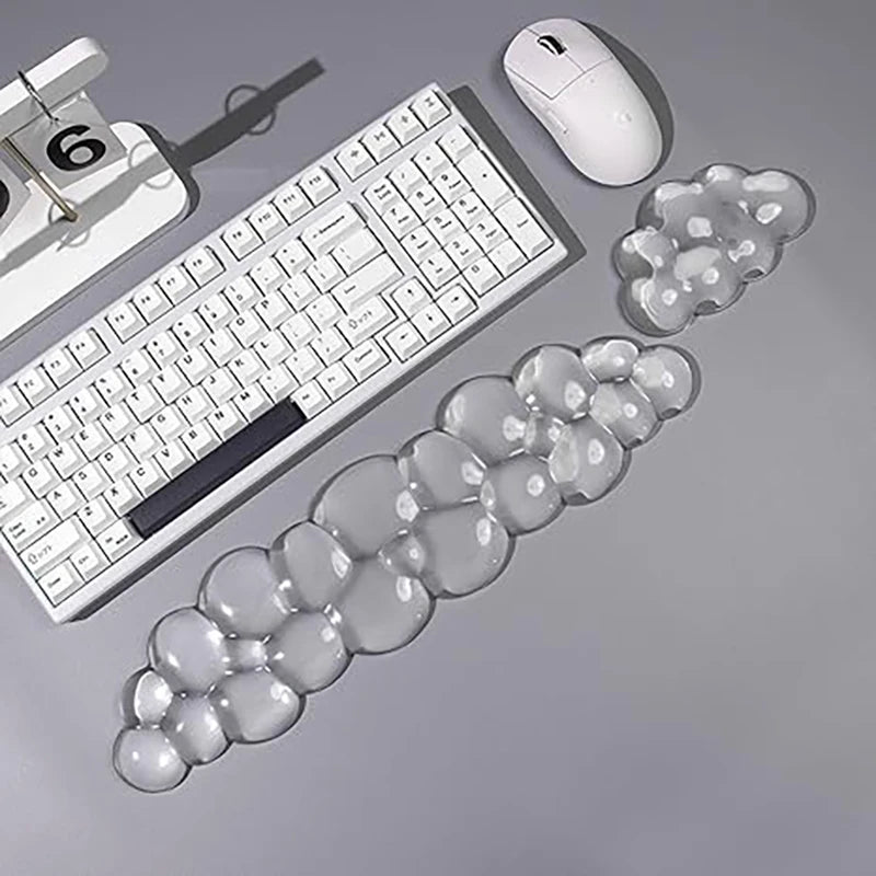 Transparent Silicone Mouse Pad and Keyboard Mat with Memory Foam Wrist Support | Anti-Slip & Ergonomic