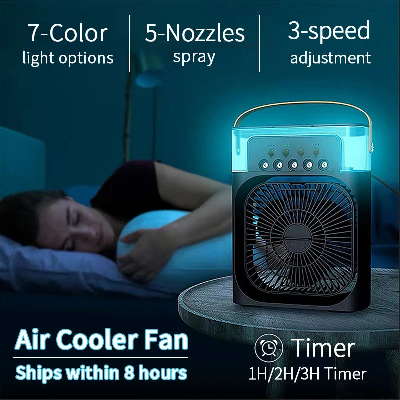 3-in-1 Portable Air Cooler: Fan, Humidifier & Night Light