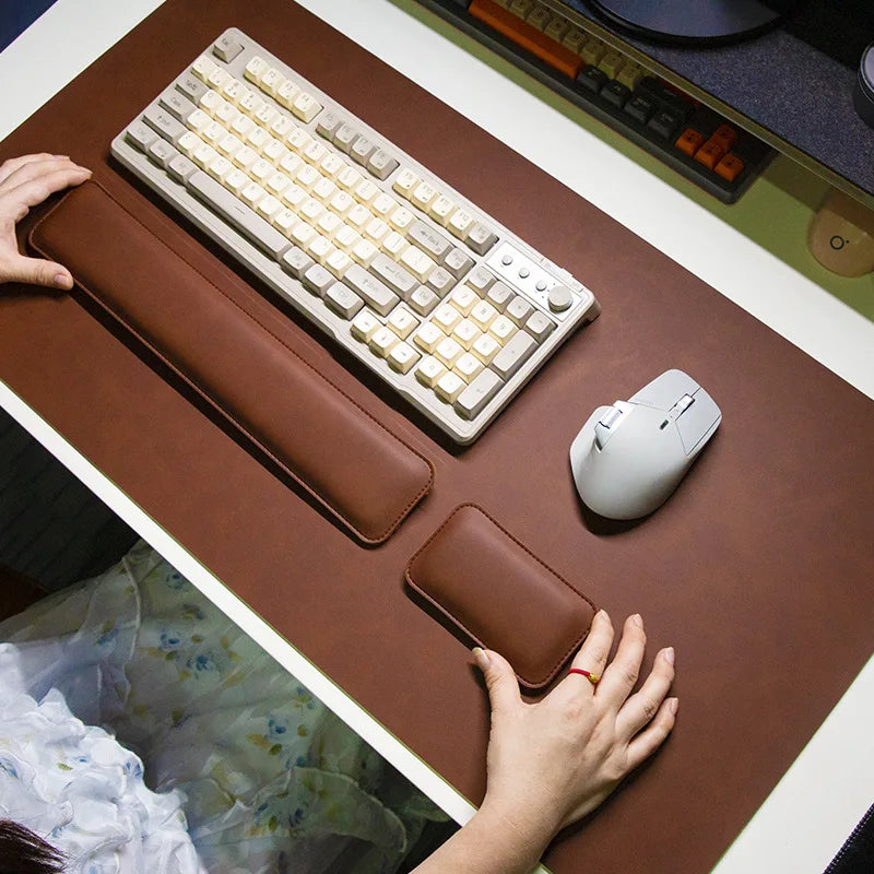 3-Piece PU Desk Mat Set | Waterproof Mouse Pad with Wrist Rest & Non-Slip Base