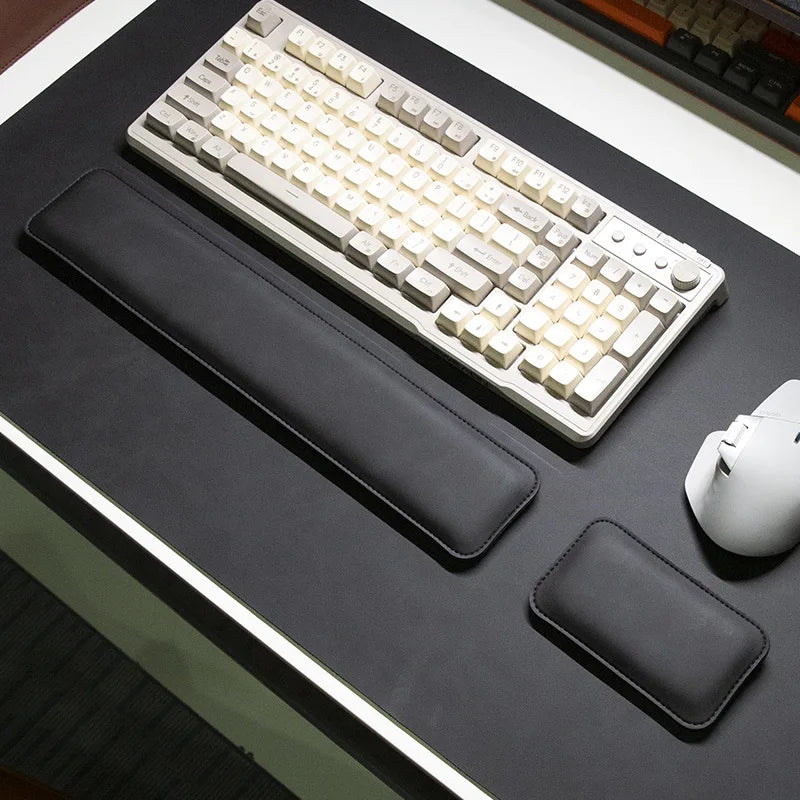 3-Piece PU Desk Mat Set | Waterproof Mouse Pad with Wrist Rest & Non-Slip Base