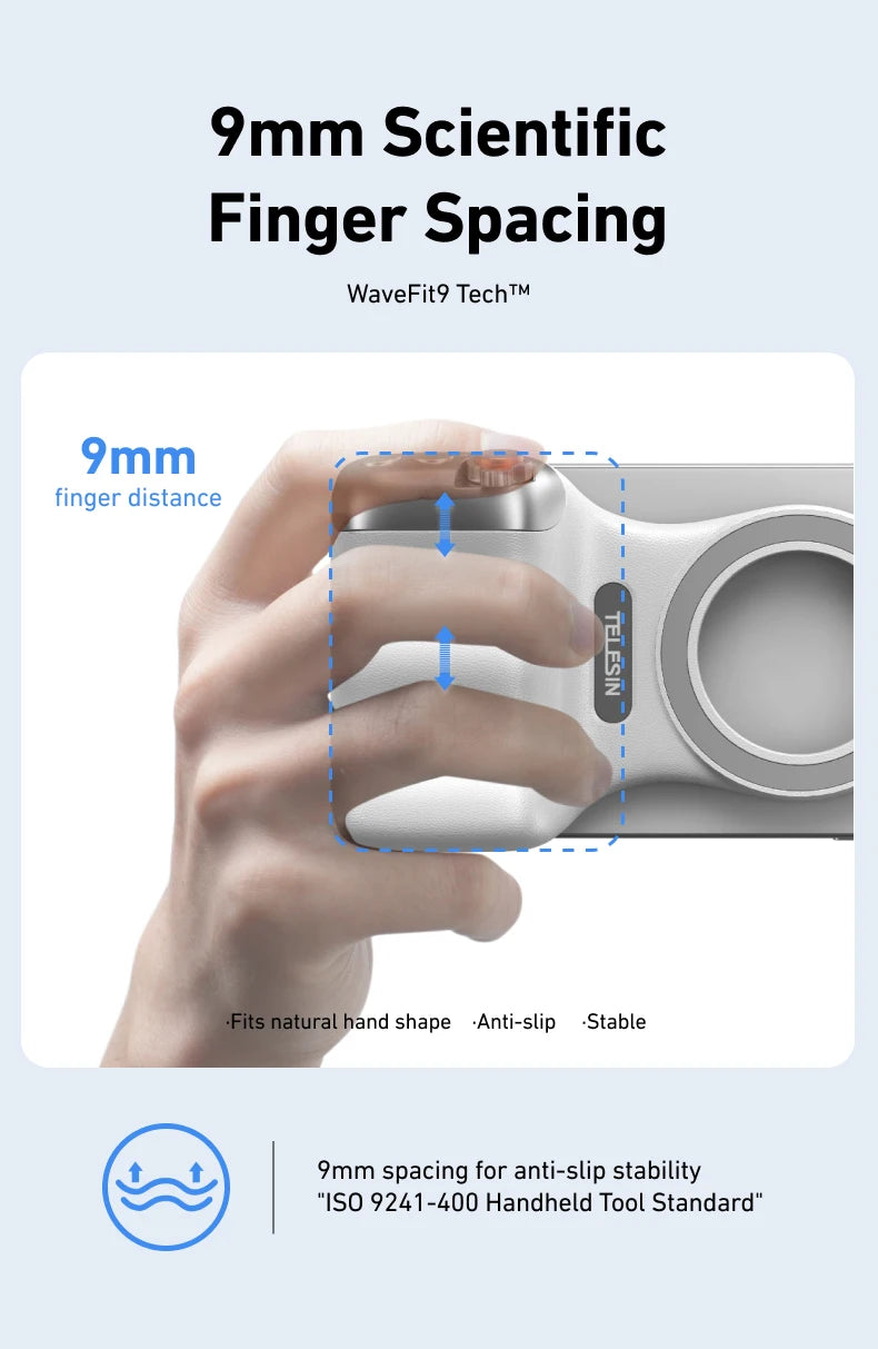 Magnetic Phone Grip with Remote Shutter & Fill Light for iPhone/Android