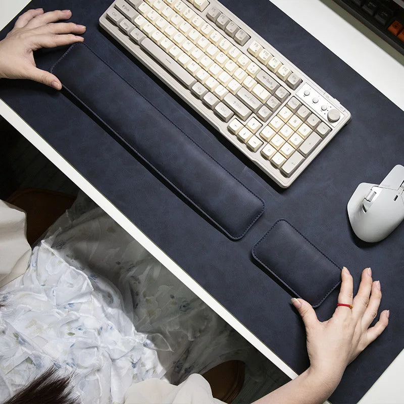 3-Piece PU Desk Mat Set | Waterproof Mouse Pad with Wrist Rest & Non-Slip Base