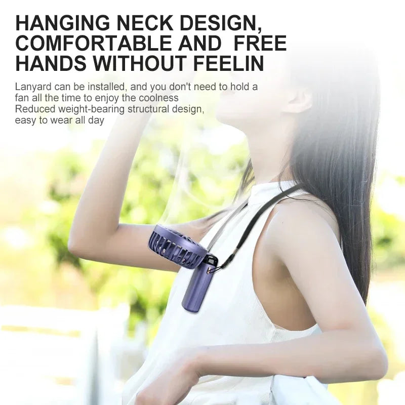5-Speed Foldable Neck Fan with Phone Stand & LED Display