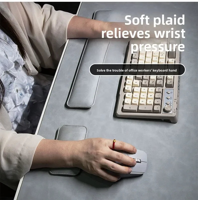 3-Piece PU Desk Mat Set | Waterproof Mouse Pad with Wrist Rest & Non-Slip Base