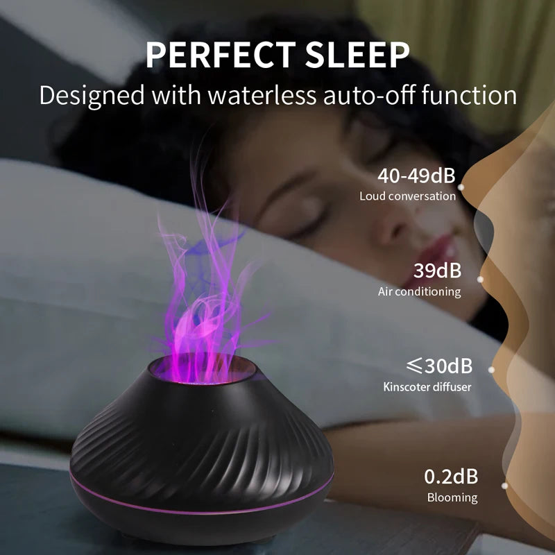 Volcano Aromatherapy Diffuser – Portable Desktop Essential Oil Diffuser with 7-Color Flame Night Light, Ultrasonic Cool Mist Humidifier, Waterless Auto-Off, Silent Operation