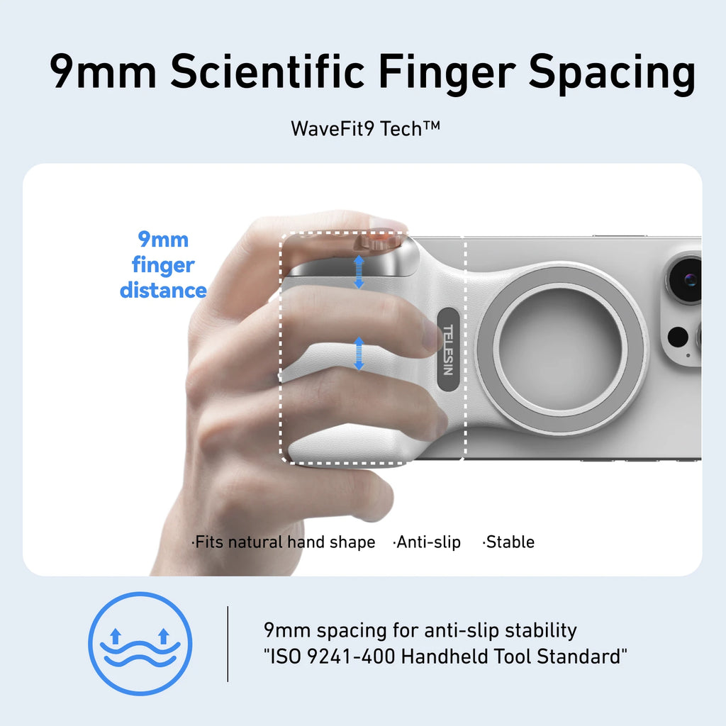Magnetic Phone Grip with Remote Shutter & Fill Light for iPhone/Android