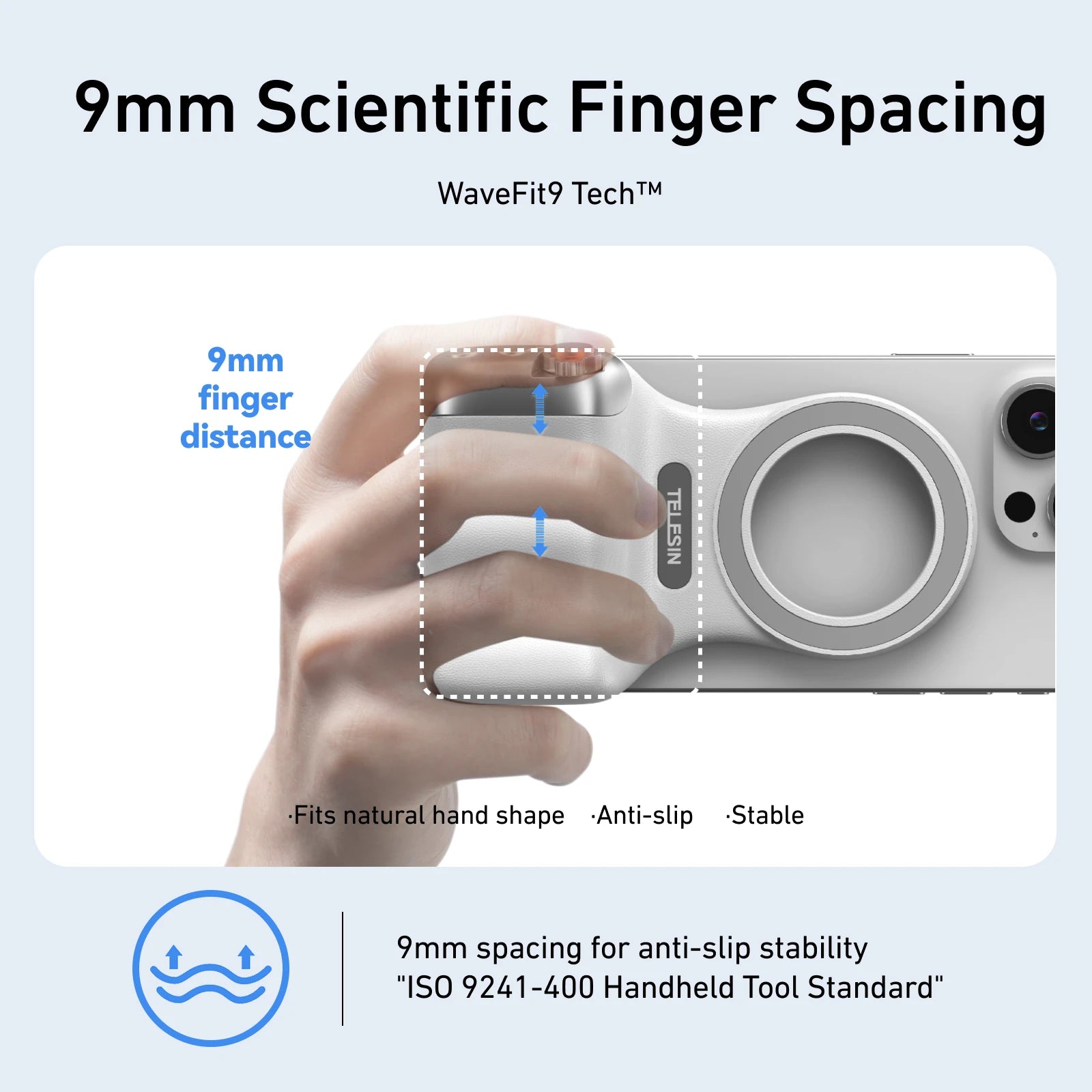 Magnetic Phone Grip with Remote Shutter & Fill Light for iPhone/Android