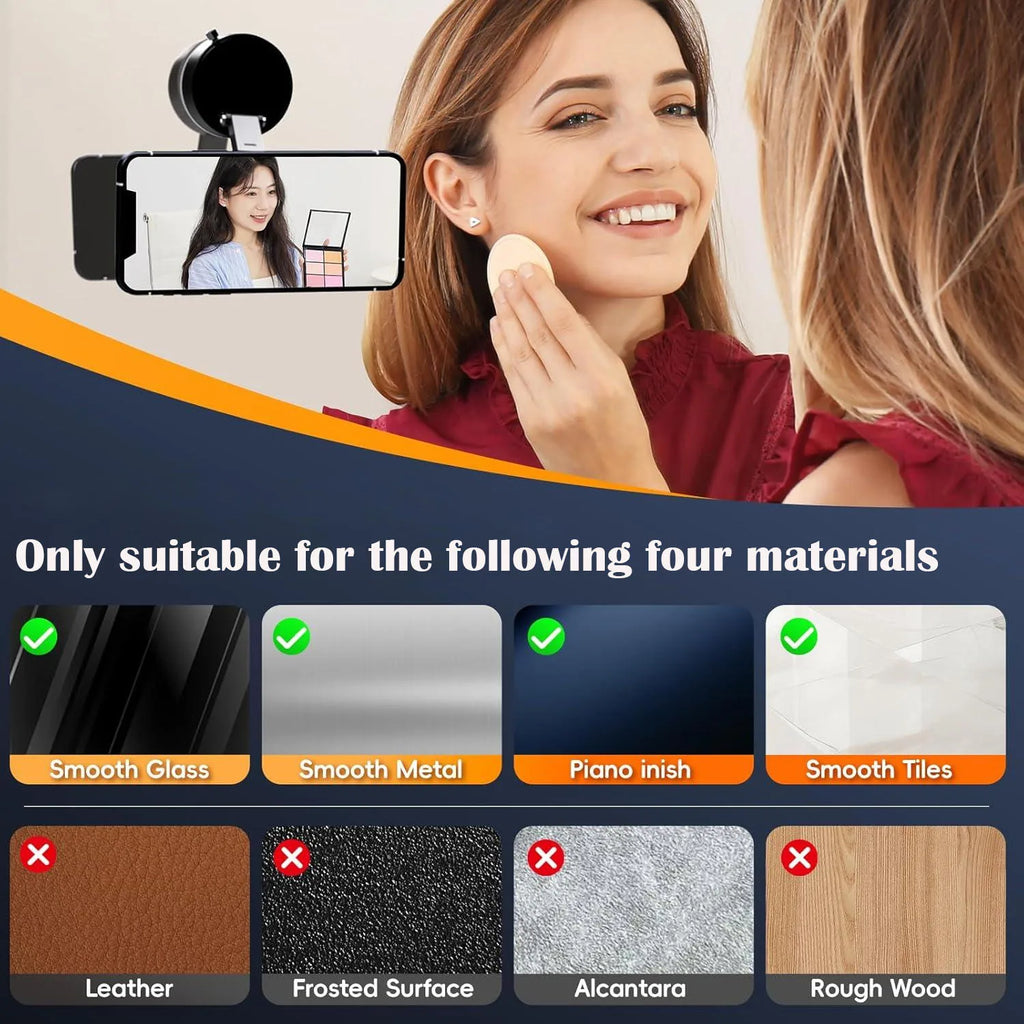 N52 Magnetic Phone Holder: Foldable 360° Suction Cup Mount