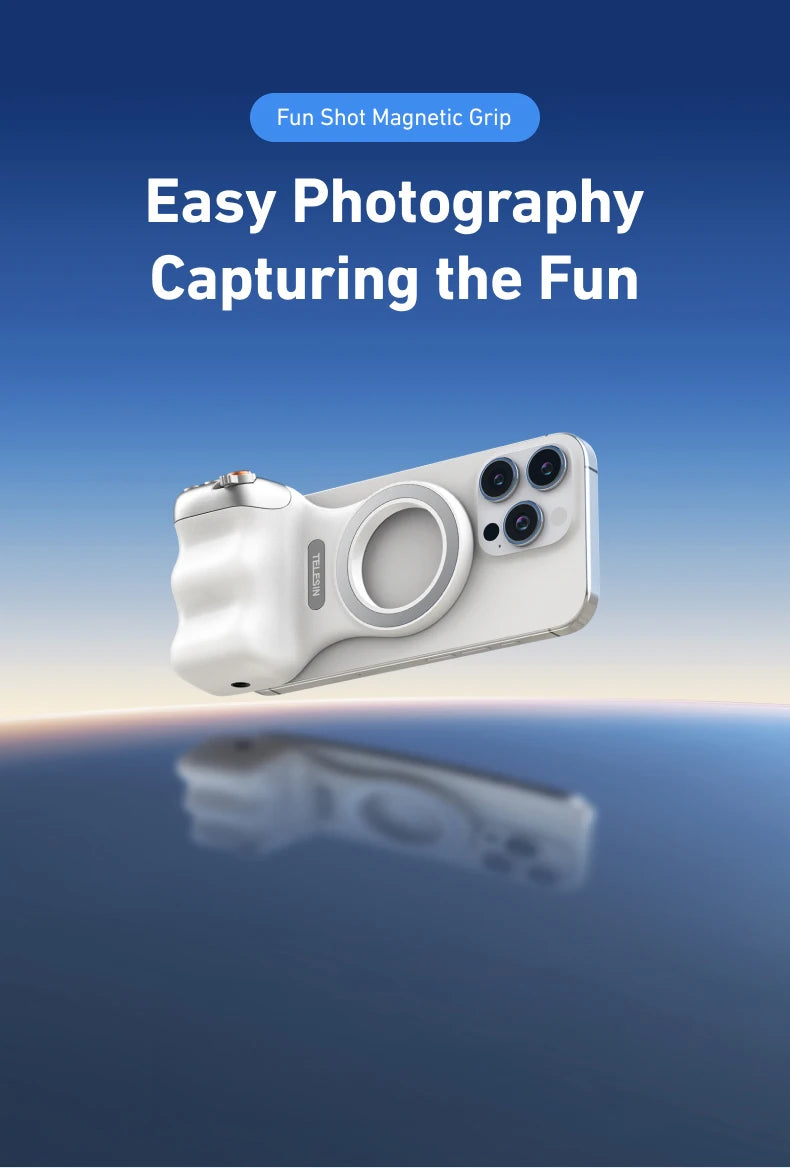 Magnetic Phone Grip with Remote Shutter & Fill Light for iPhone/Android