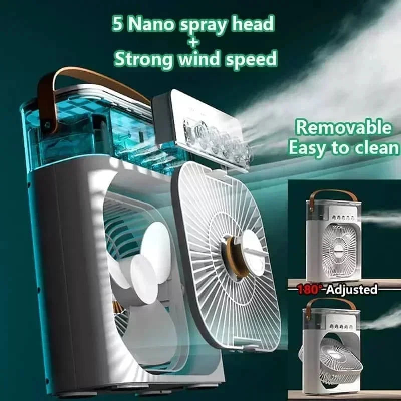 3-in-1 Portable Air Cooler: Fan, Humidifier & Night Light