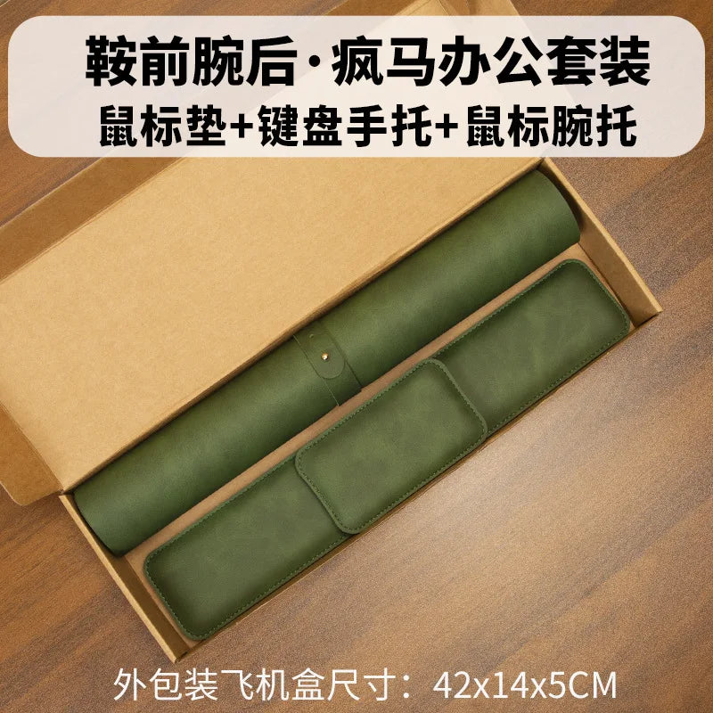 3-Piece PU Desk Mat Set | Waterproof Mouse Pad with Wrist Rest & Non-Slip Base