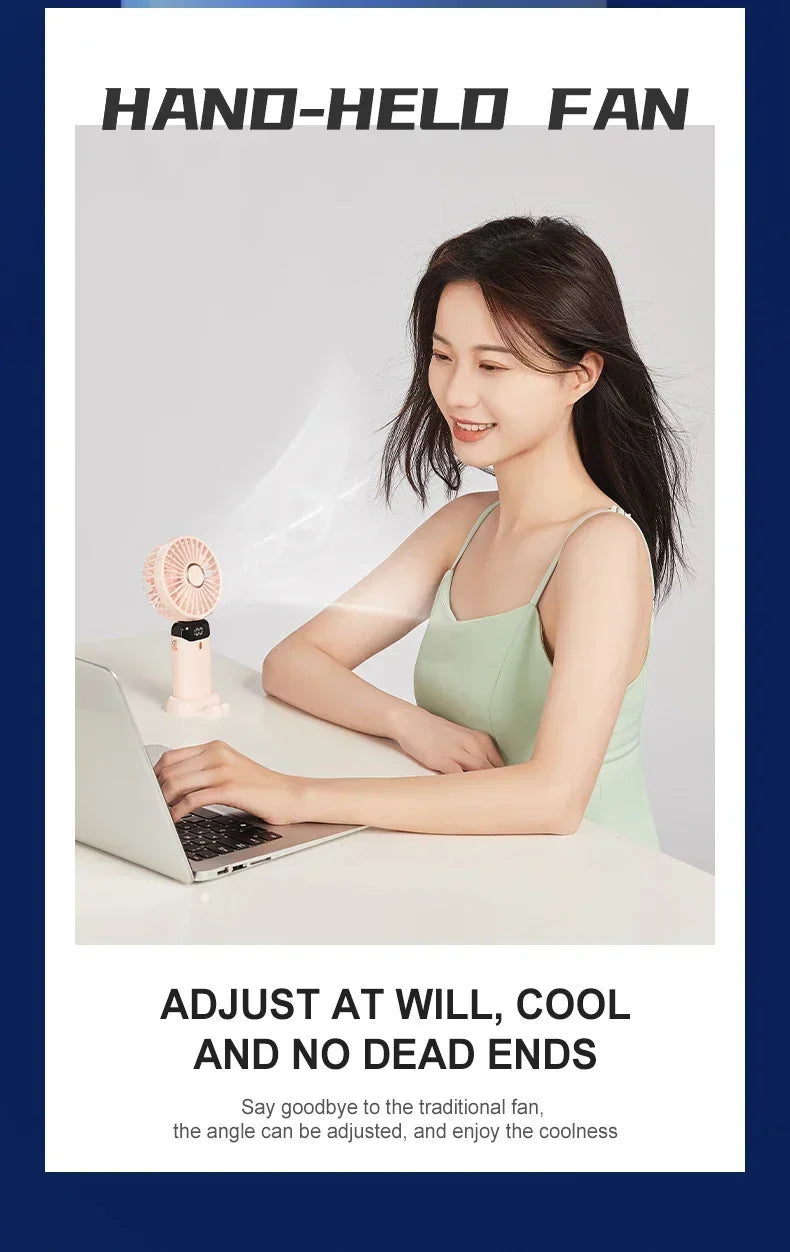 5-Speed Foldable Neck Fan with Phone Stand & LED Display