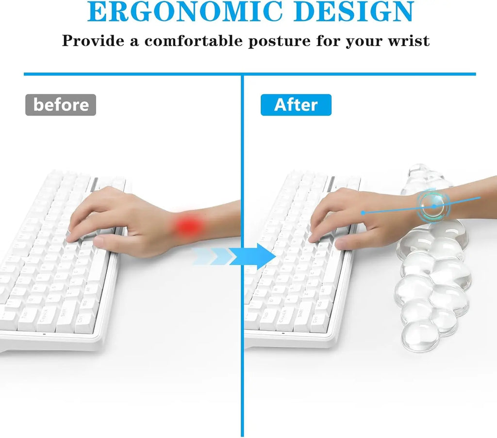 Transparent Silicone Mouse Pad and Keyboard Mat with Memory Foam Wrist Support | Anti-Slip & Ergonomic
