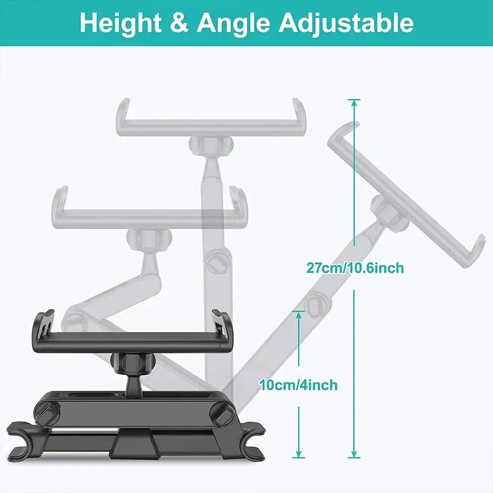 Car Headrest Tablet Holder: 360° Rotating Mount for 4-11" Devices