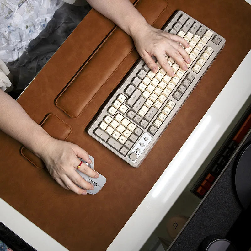 3-Piece PU Desk Mat Set | Waterproof Mouse Pad with Wrist Rest & Non-Slip Base