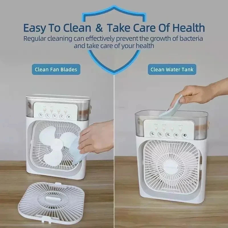 3-in-1 Portable Air Cooler: Fan, Humidifier & Night Light