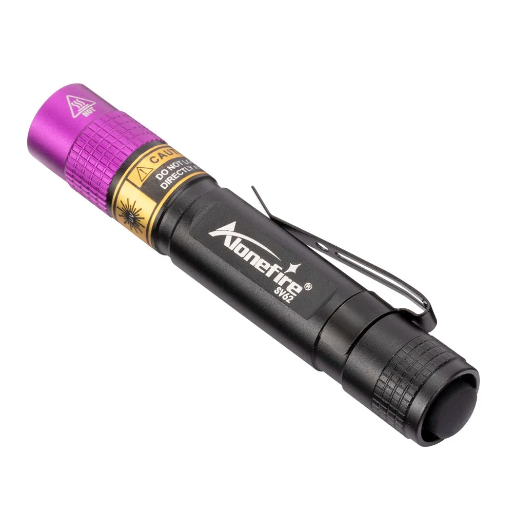 SV62 3W UV LED Flashlight – Miniature 365nm Black Light Torch for Pet Urine, Scorpion, Currency, Ore & Leak Detection (AAA Battery Powered)