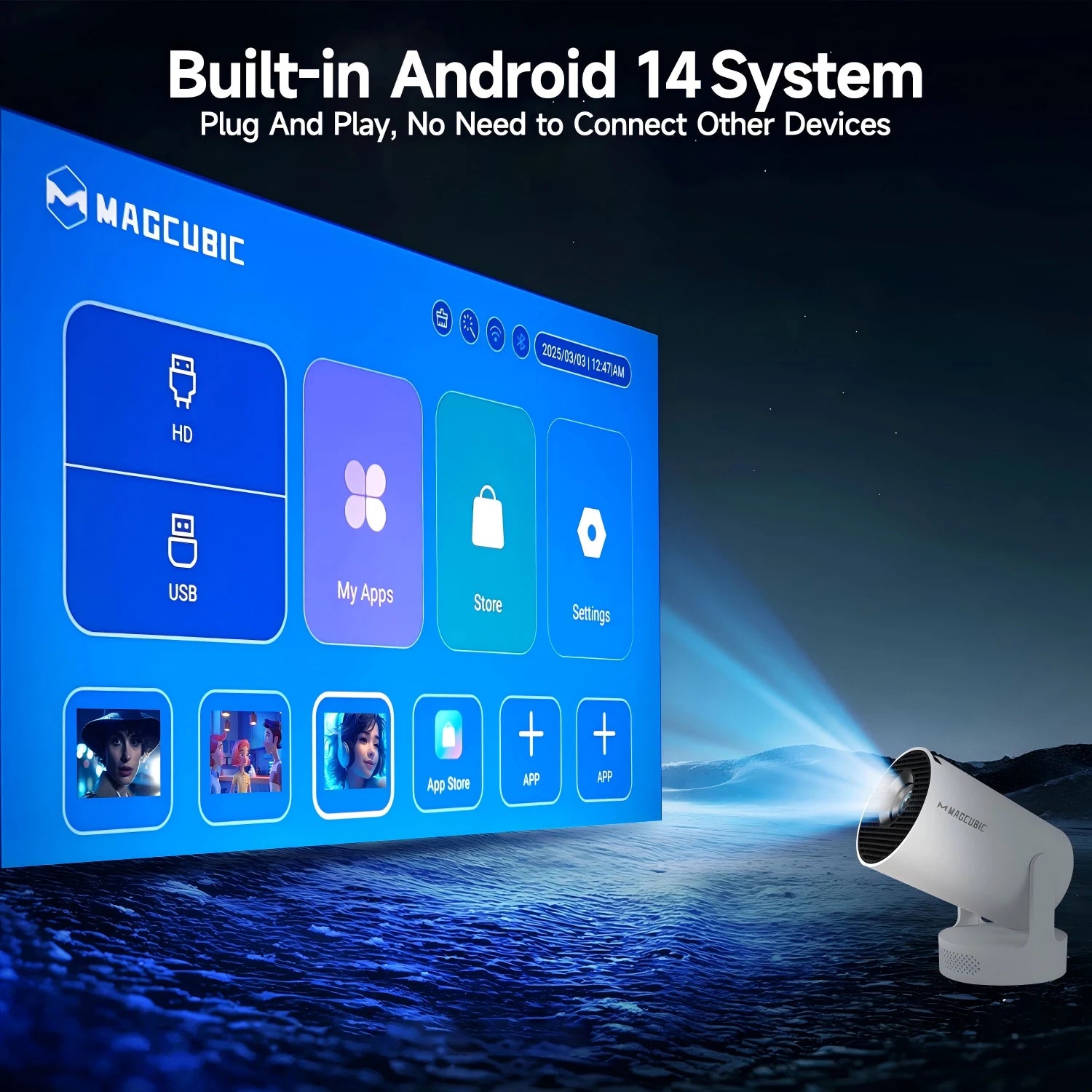Smart Projector with Voice Remote & WiFi