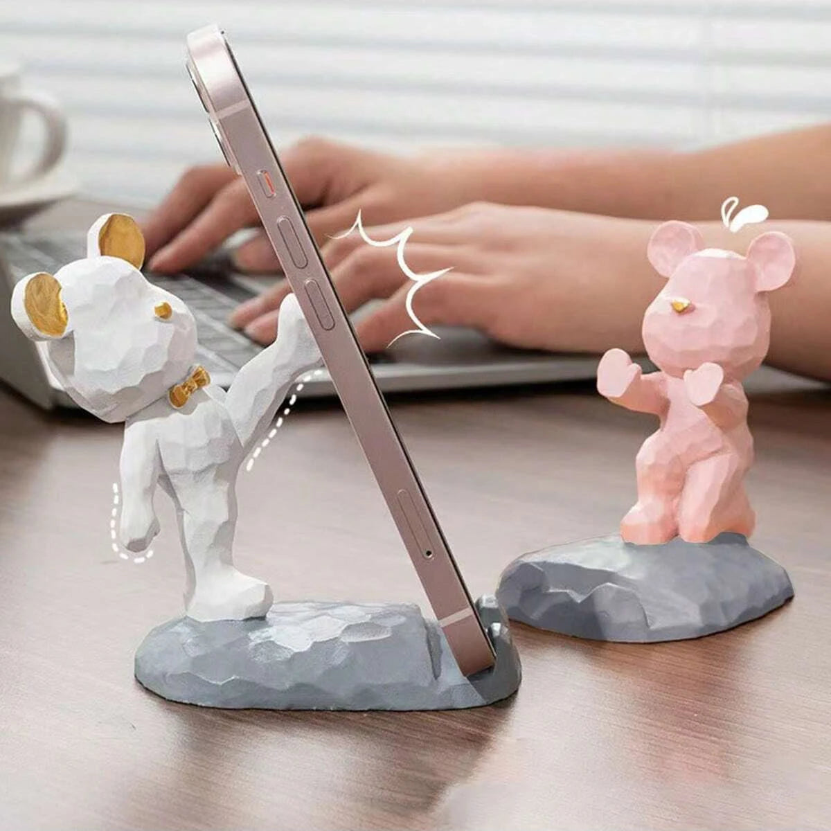 Cartoon Bear Phone Tablet Stand: Cute Lazy Bracket for Home Desk Decor