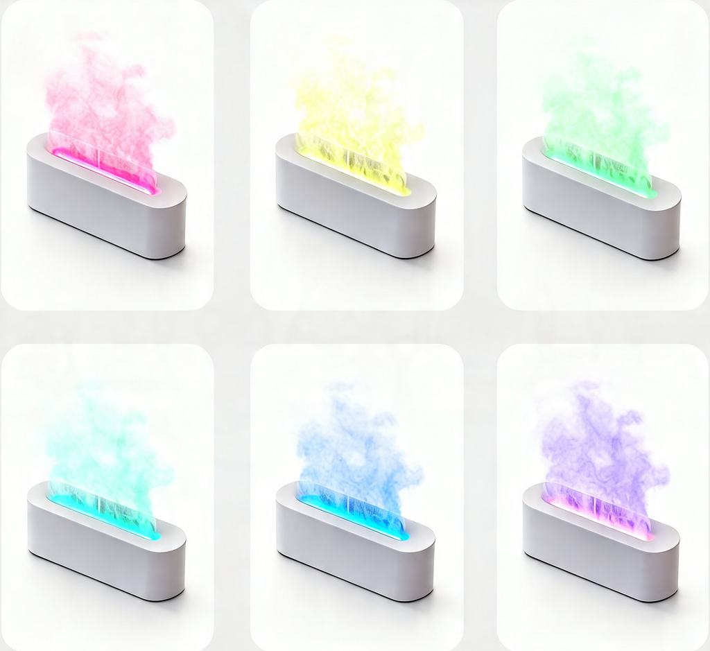 Simulation Colorful Flame Aroma Diffuser – 150ml Ultrasonic Cool Mist Humidifier with Timer (1/3/5H), 3 Light Modes (Flame/Multi-Color/Single-Color)