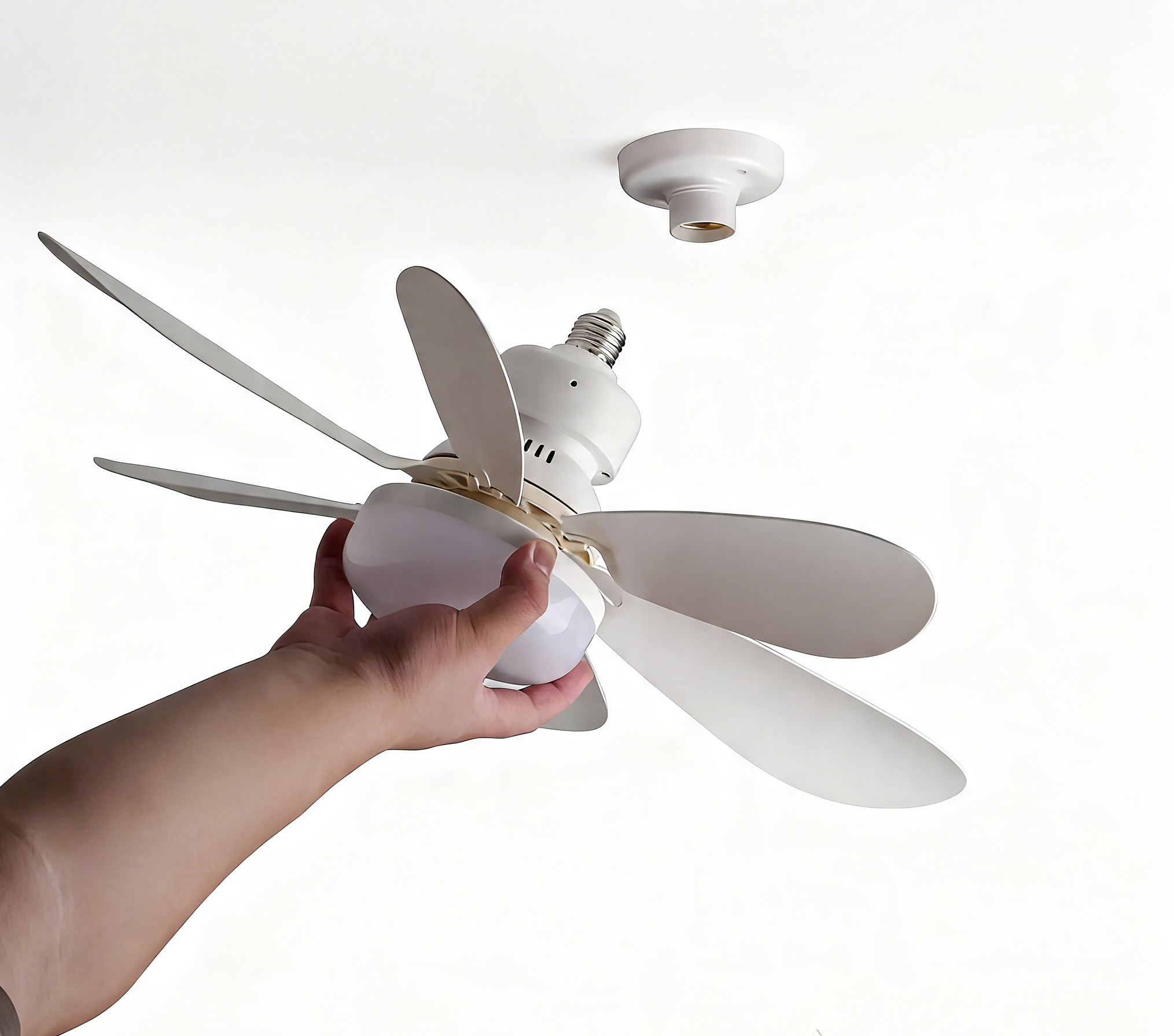 LED Ceiling Fan Light with Remote Control – 6-Blade Modern Ceiling Fan, Dimmable E27 Bulb, 85-265V AC
