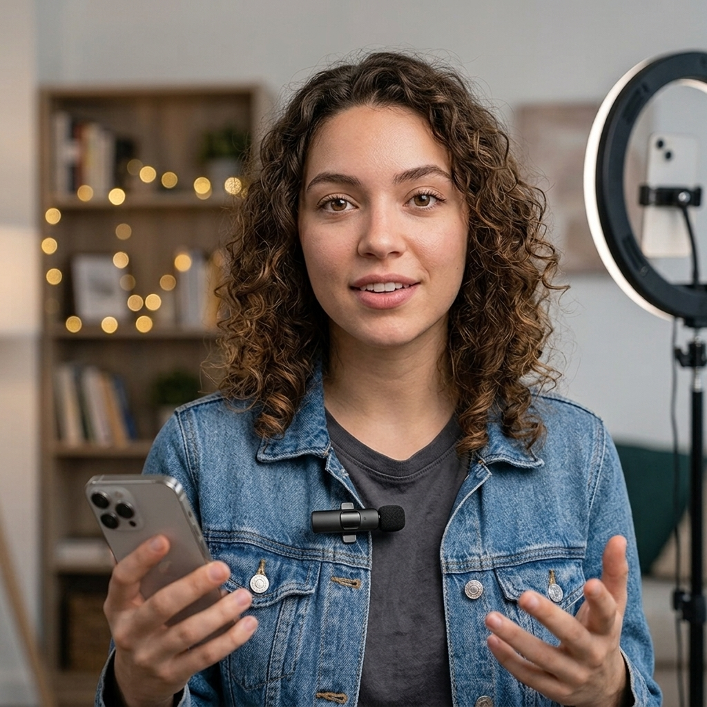 Wireless Lavalier Microphone – 9ms Ultra-Low Latency Mini Mic with Intelligent Noise Reduction, 10-Hour Battery, Plug-and-Play for iPhone, Android, Live Streaming, Vlogging & Gaming (Lightning/Type-C)