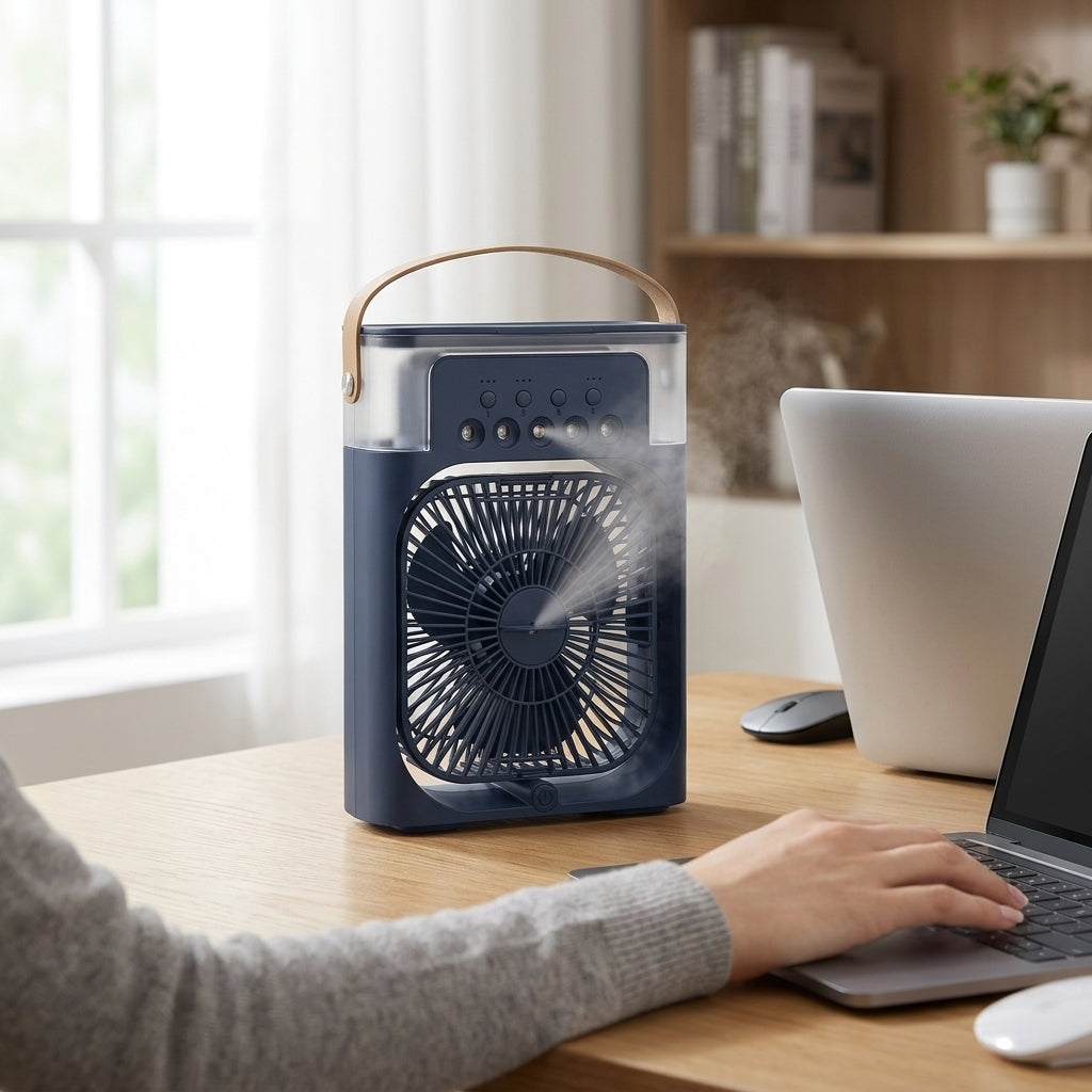 3-in-1 Portable Air Cooler: Fan, Humidifier & Night Light