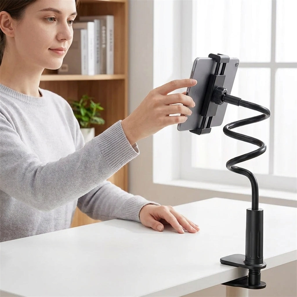 360° Flexible Gooseneck Tablet/Phone Stand with C-Clamp for Bed/Desk